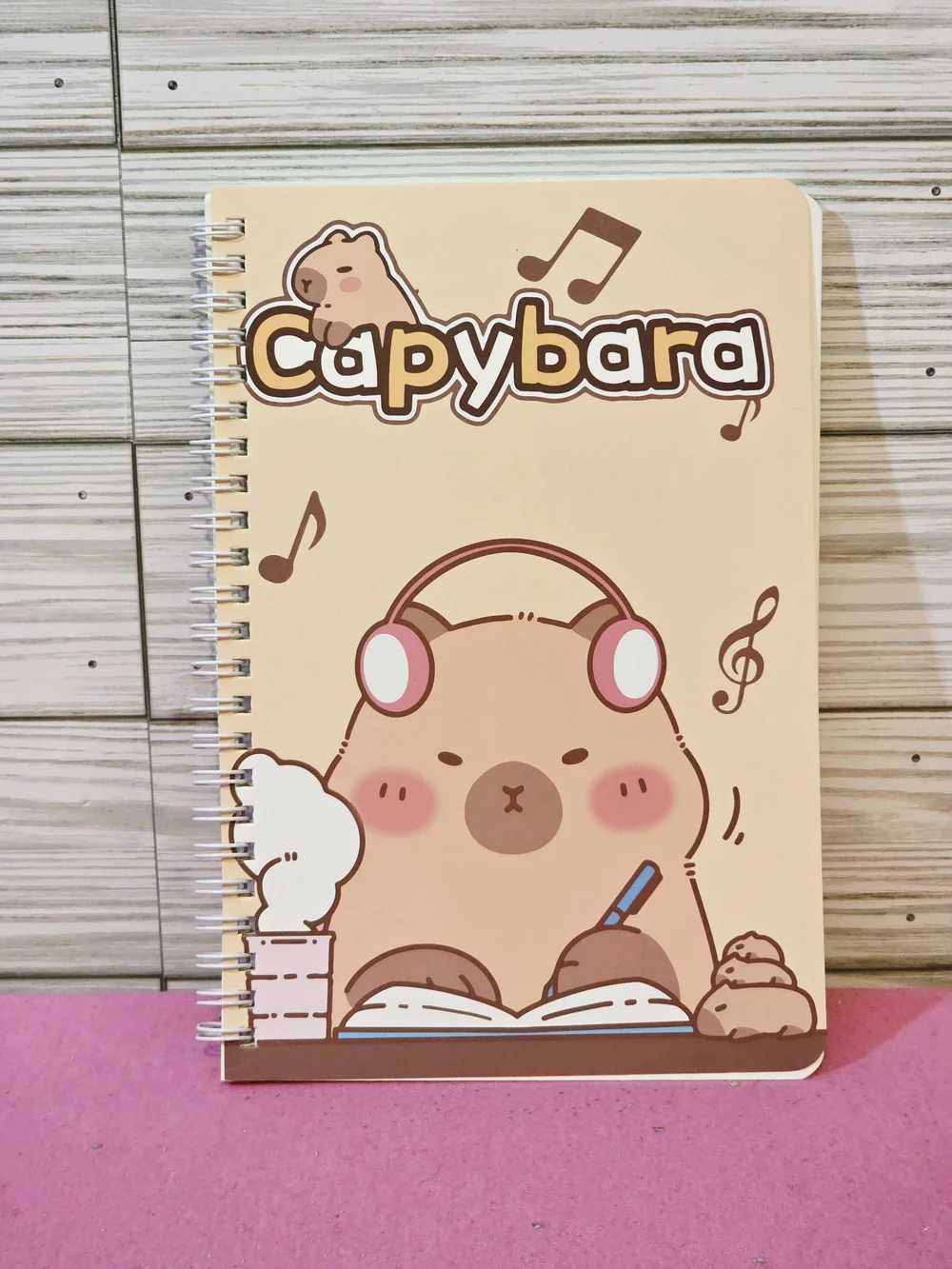 Capybara Spiral Notebook - Peach Beige Cute Character